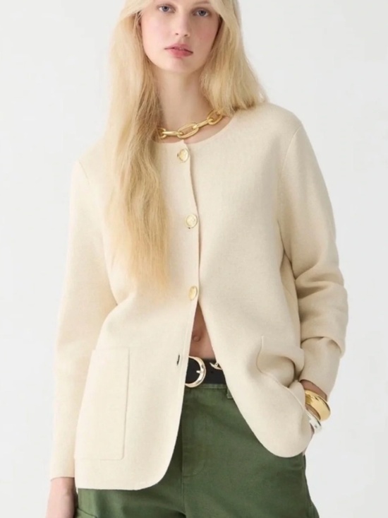 J. Crew Sweaters - J. Crew Giselle Sweater Blazer / Lady Jacket in Cream with Gold Buttons